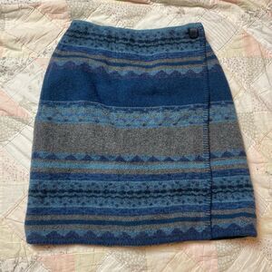 no 4 express vintage y2k blue and gray wool wrap skirt made in italy size 1/2